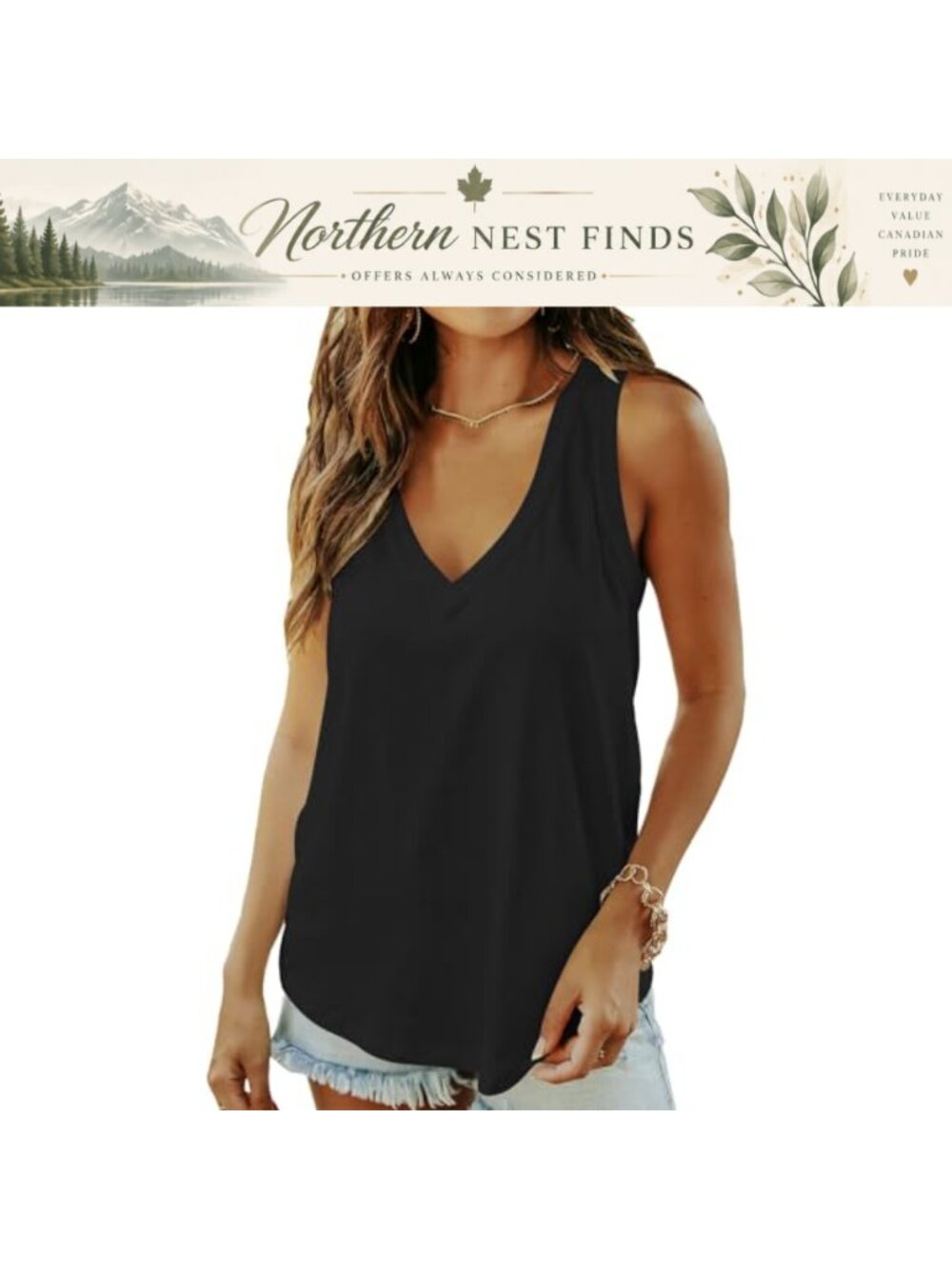 Women's Deep V-Neck Flowy Sleeveless Tank Top